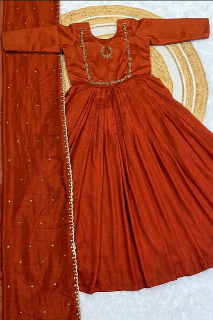 VICHITRA SILK  WITH HANDWORK NECK PATTERN SS802