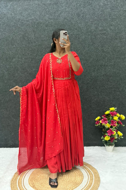 VICHITRA SILK  WITH HANDWORK NECK PATTERN SS802