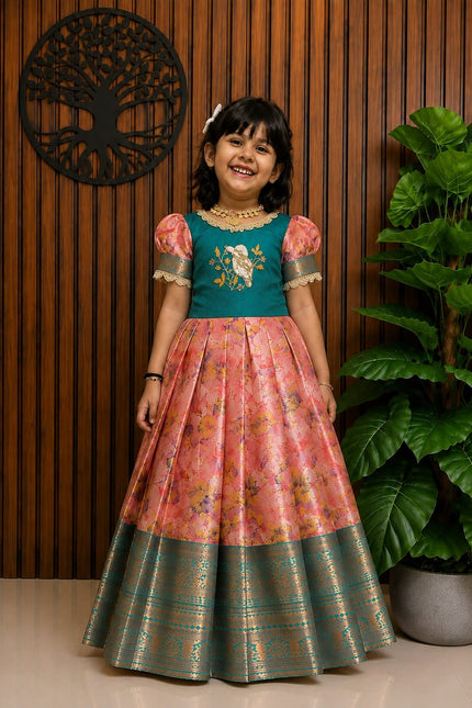 Pure kanjivaram silk kids gown SS805