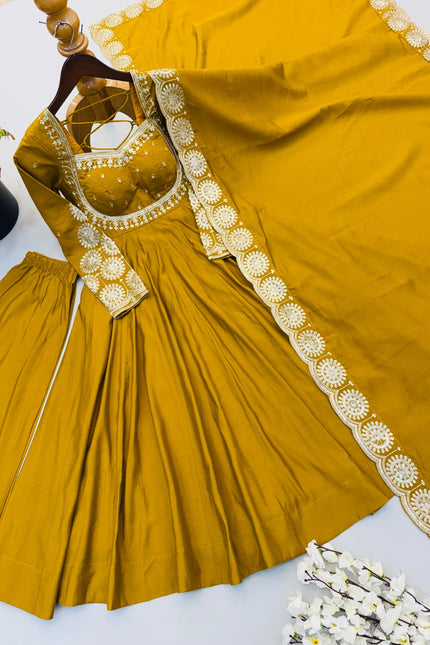 Roman Silk  Embroidery Sequence Work gown SS820