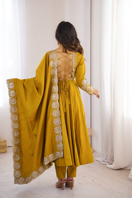 Roman Silk  Embroidery Sequence Work gown SS820