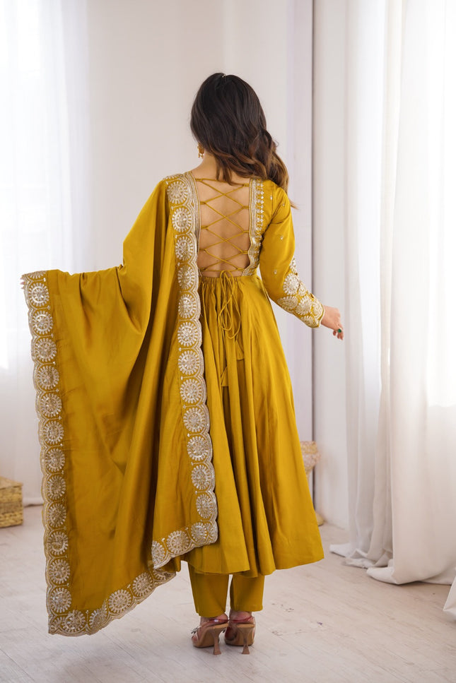 Roman Silk  Embroidery Sequence Work gown SS820
