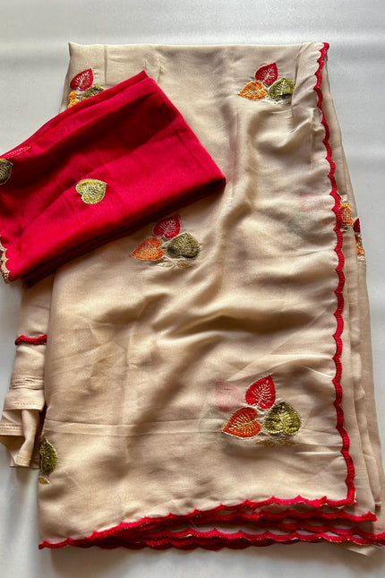 Star George with embroidery work saree SS833