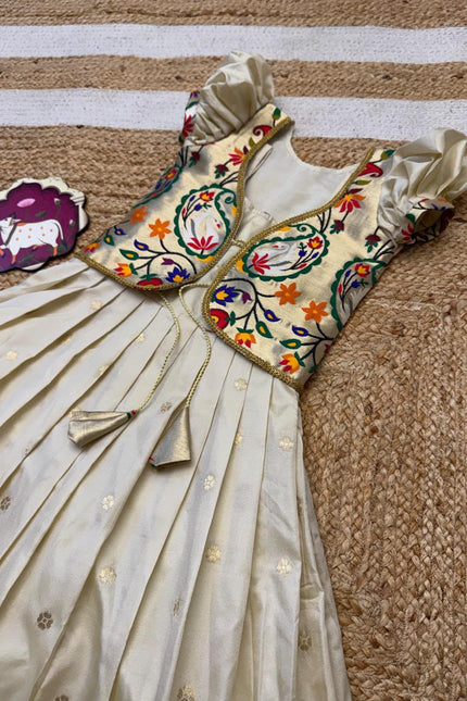 Soft Paithani Muniya Border kids Gown SS880