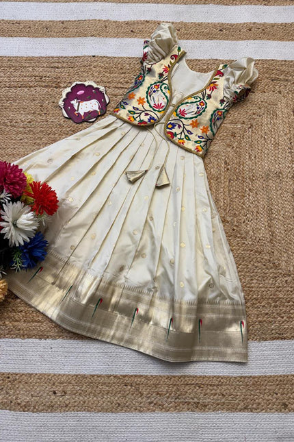 Soft Paithani Muniya Border kids Gown SS880