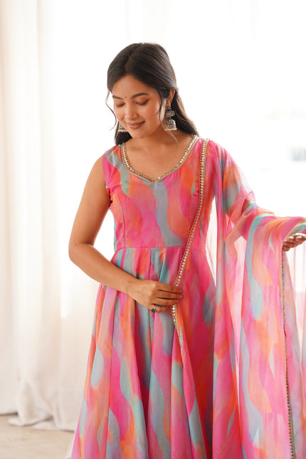 Tebi Organza Multi Color Gown SS927