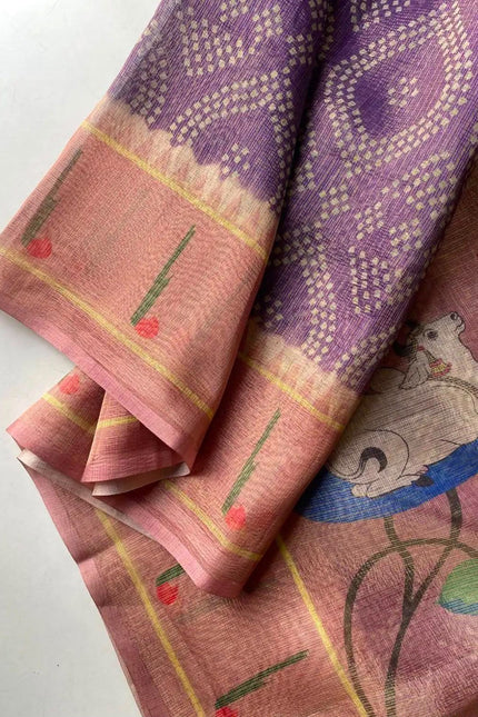 Saree with kalamkari pichwai pallu SS886