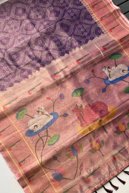 Saree with kalamkari pichwai pallu SS886