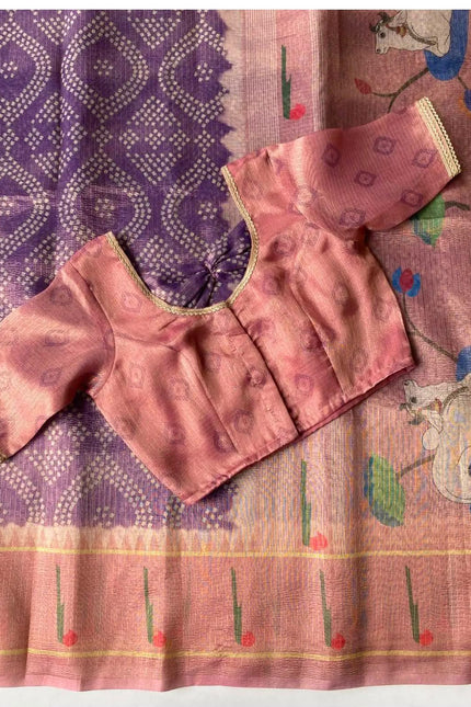 Saree with kalamkari pichwai pallu SS886