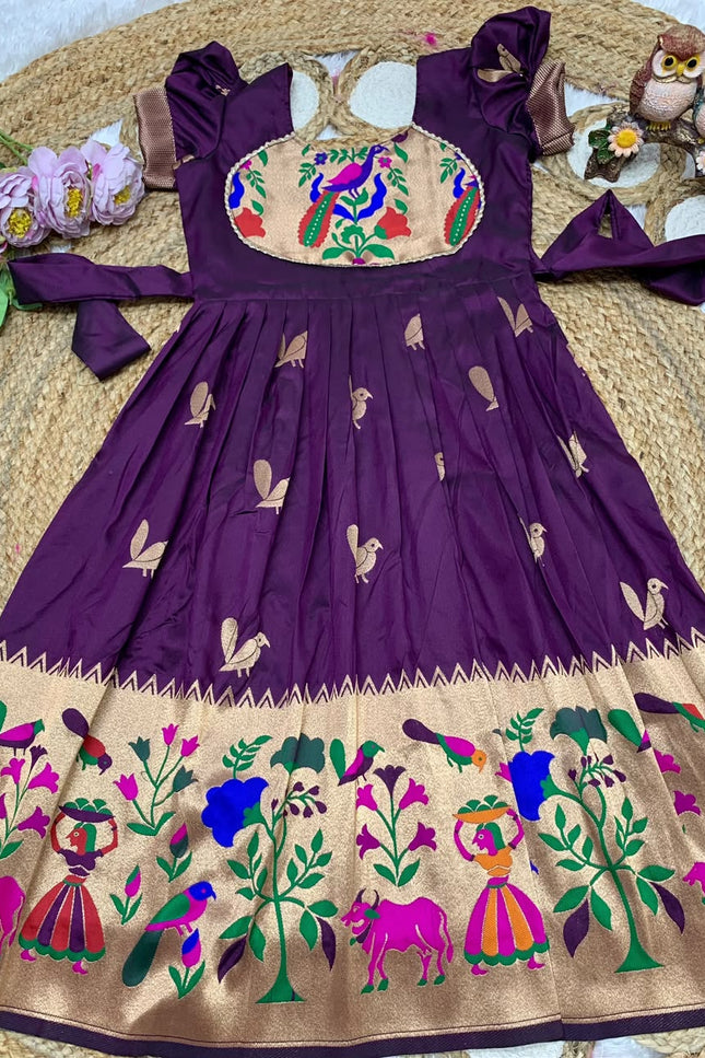 PAITHANI BORDER Designer Kids Gown SS900