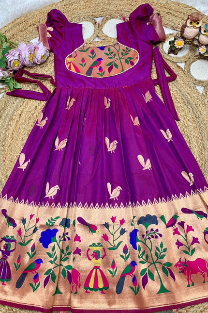 PAITHANI BORDER Designer Kids Gown SS900
