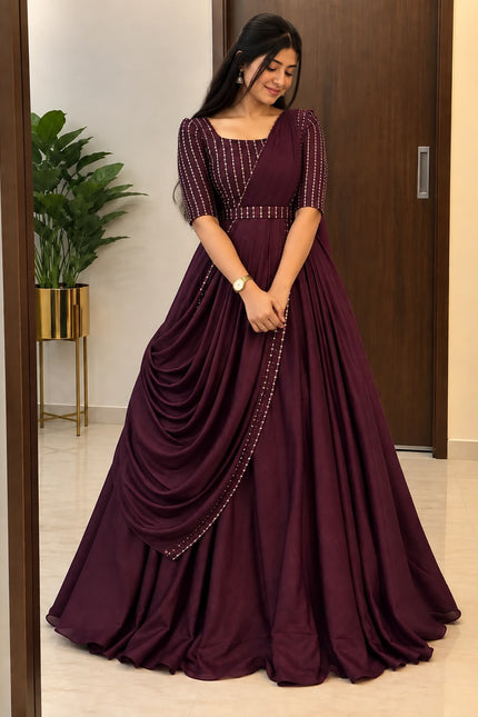 Party wear draping style gown outfit SS898