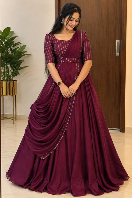 Party wear draping style gown outfit SS898