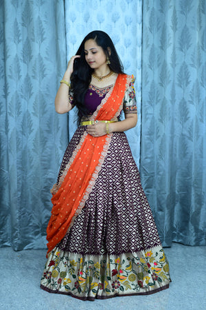 Maroon with orange duppata