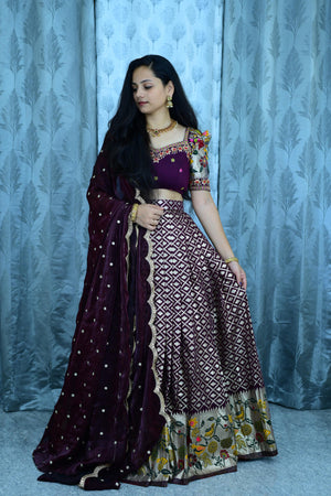 Maroon with Maroon duppata