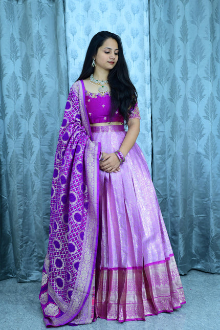 Semi Kanchipattu Lehanga Family Combo SS912