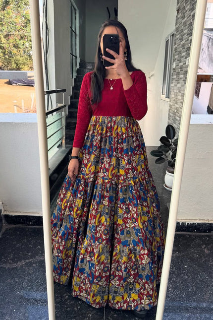 soft muslin kalamkari print Gown SS901