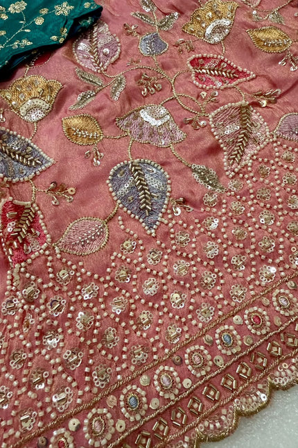 Soft Viscose tissue with beads work kids lehanga SS919