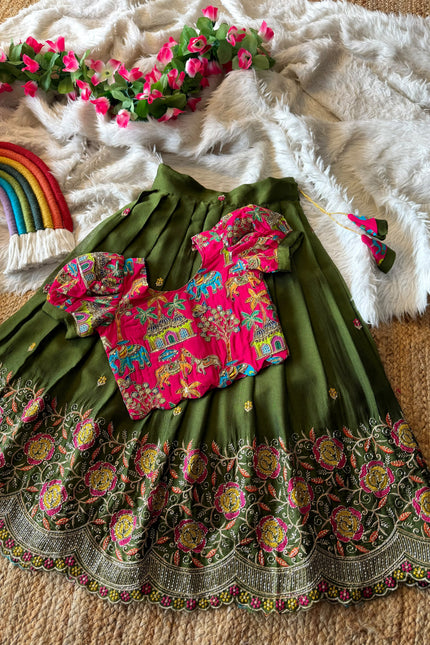 Soft rangoli crush Kids lehanga SS916