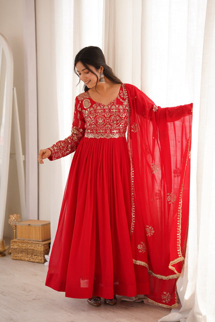 Blooming Georgette Sequence Embroidery Gown SS926