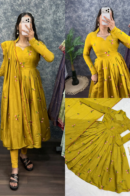 Mull Chanderi Anarkali with Dupatta SS963