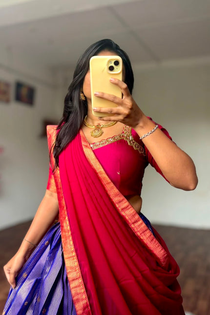 GADWAL SILK HALF SAREE SET  SS931