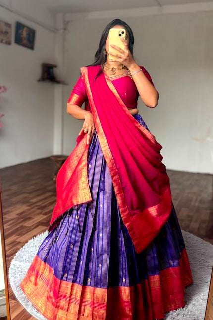 GADWAL SILK HALF SAREE SET  SS931
