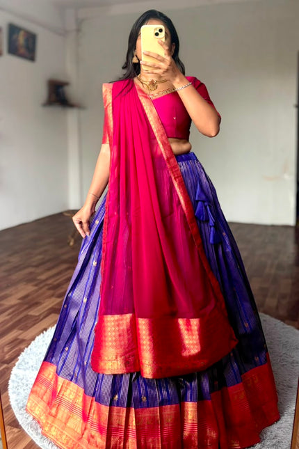 GADWAL SILK HALF SAREE SET  SS931
