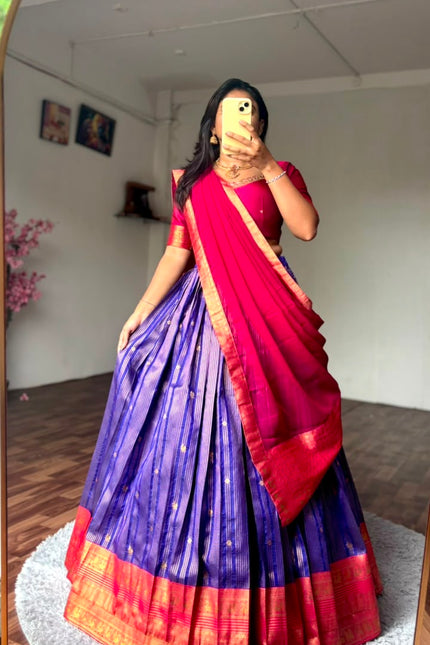 GADWAL SILK HALF SAREE SET  SS931