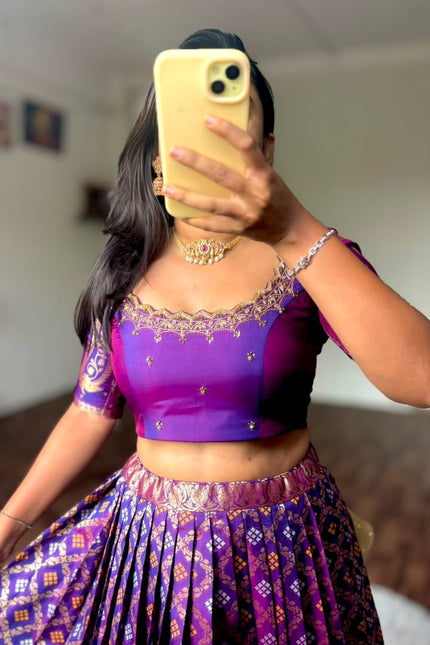 Timeless Golden & Purple Bandhej SS930
