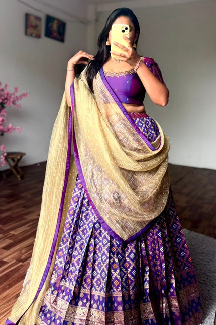 Timeless Golden & Purple Bandhej SS930