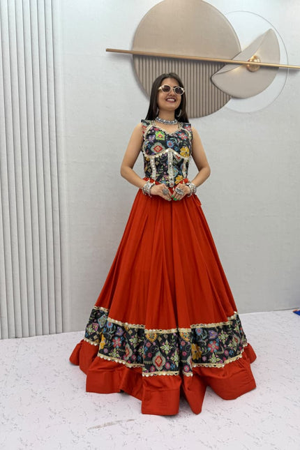 Real Mirror Work position print Lehanga SS946