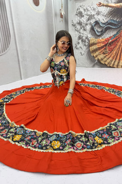 Real Mirror Work position print Lehanga SS946