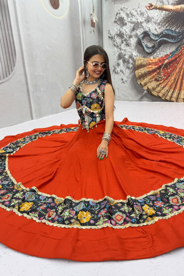 Real Mirror Work position print Lehanga SS946