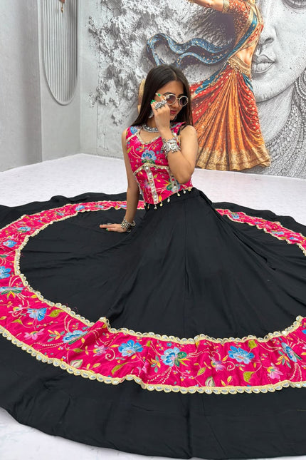 Real Mirror Work position print Lehanga SS946