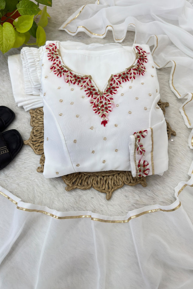 Festive & Party wear white anarkali set SS967