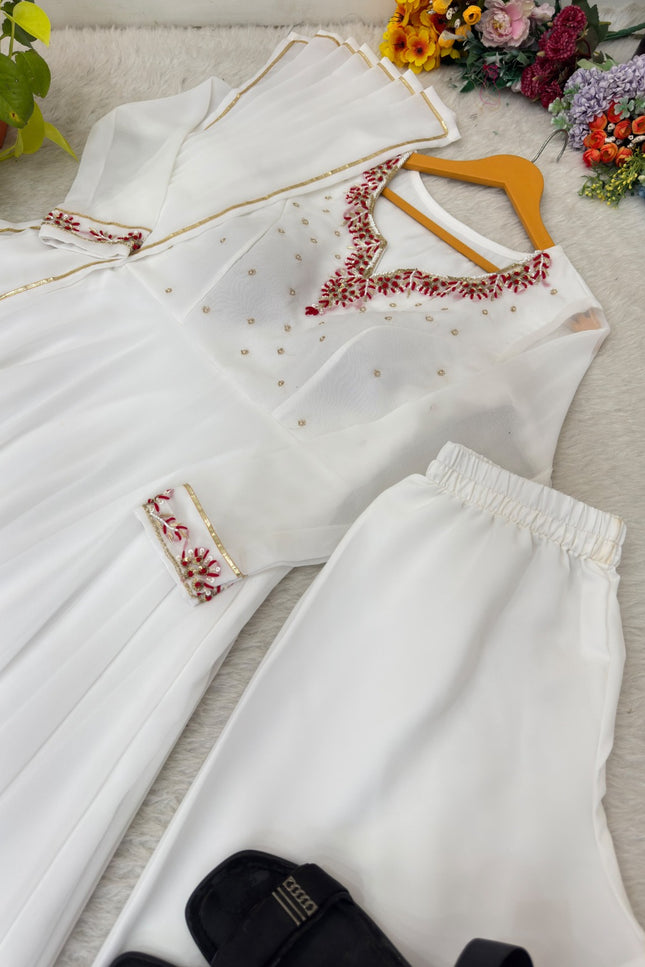 Festive & Party wear white anarkali set SS967