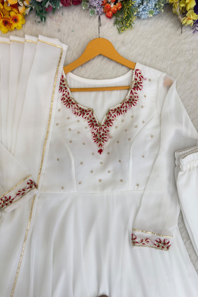 Festive & Party wear white anarkali set SS967