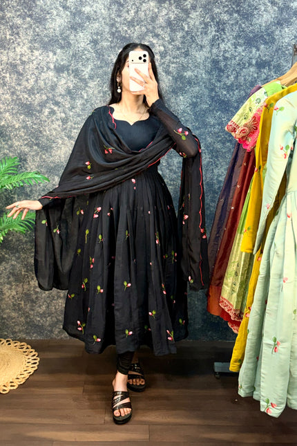 Mull Chanderi Anarkali with Dupatta SS963
