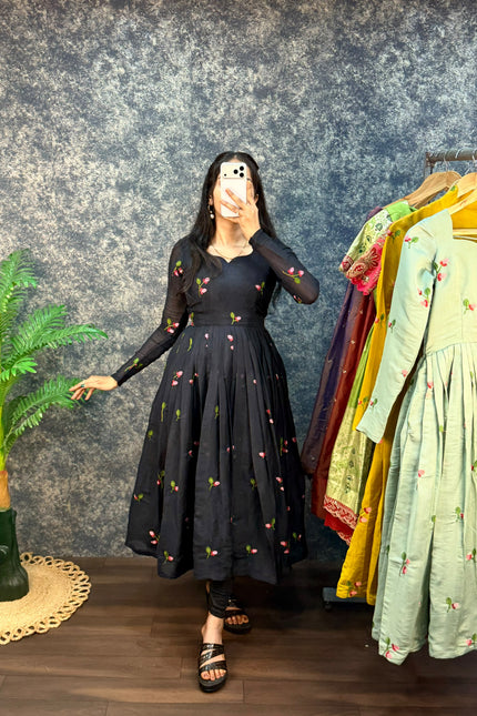 Mull Chanderi Anarkali with Dupatta SS963