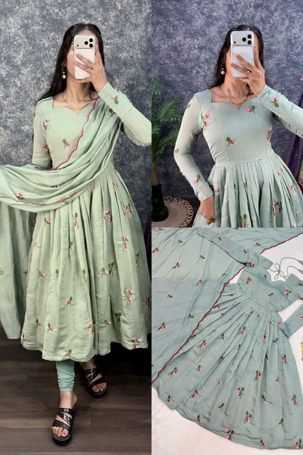 Mull Chanderi Anarkali with Dupatta SS963