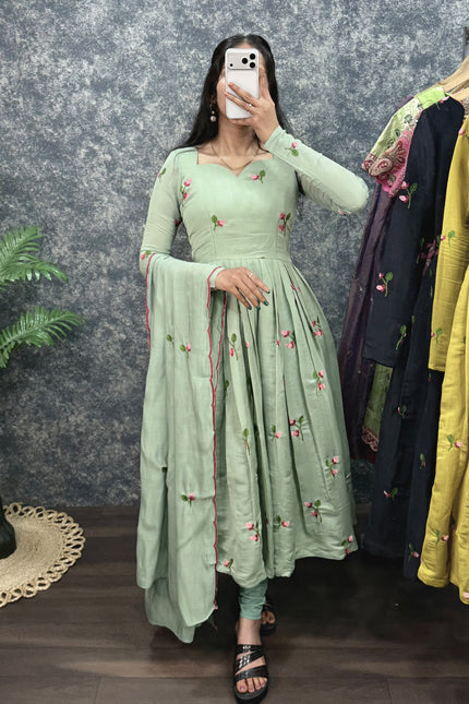Mull Chanderi Anarkali with Dupatta SS963