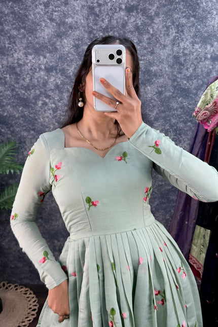 Mull Chanderi Anarkali with Dupatta SS963