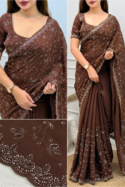 Grace meets in this ethereal brown saree  SS970