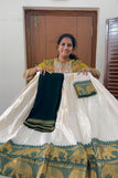 Blouse unstitched / white & green