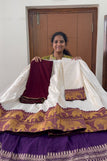 Blouse unstitched / white & marron