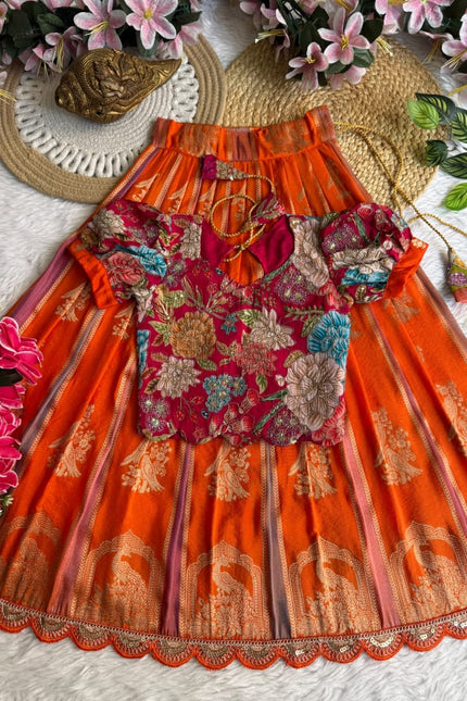 Georgette with multi color kids lehanga SS75