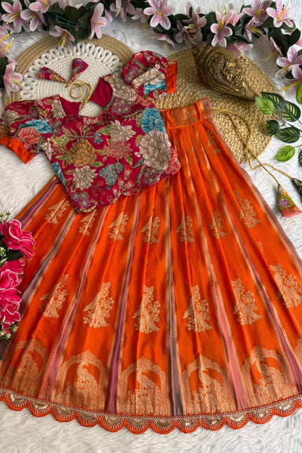 Georgette with multi color kids lehanga SS75