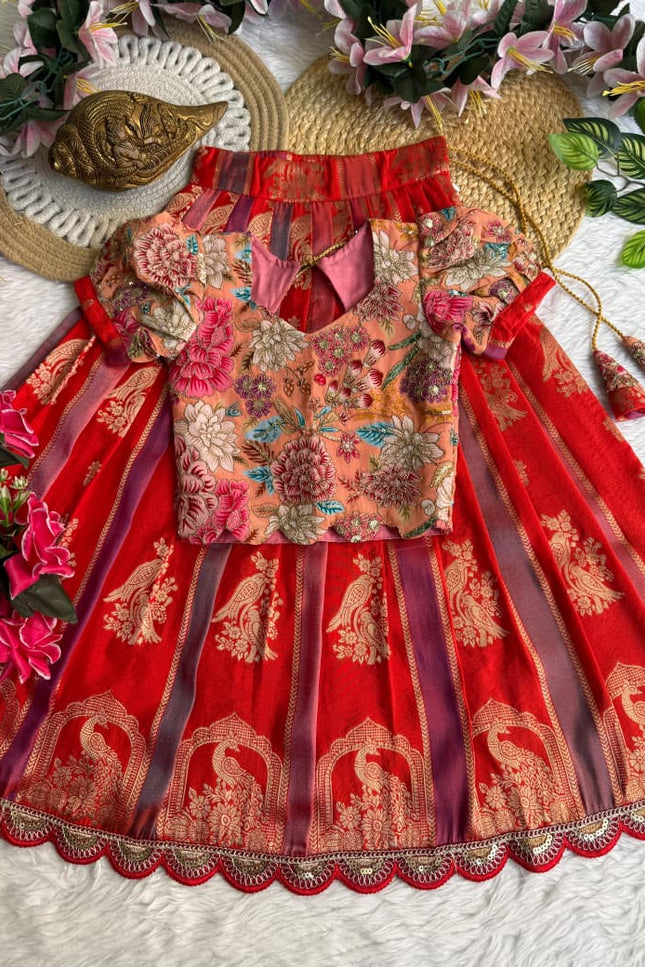 Georgette with multi color kids lehanga SS75