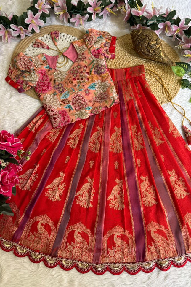 Georgette with multi color kids lehanga SS75